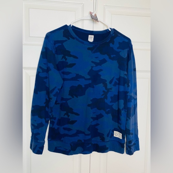 Gap Kids Blue Camouflage Designed Boys Long Sleeve Sweater. Size XXL 14/16. - Picture 2 of 5